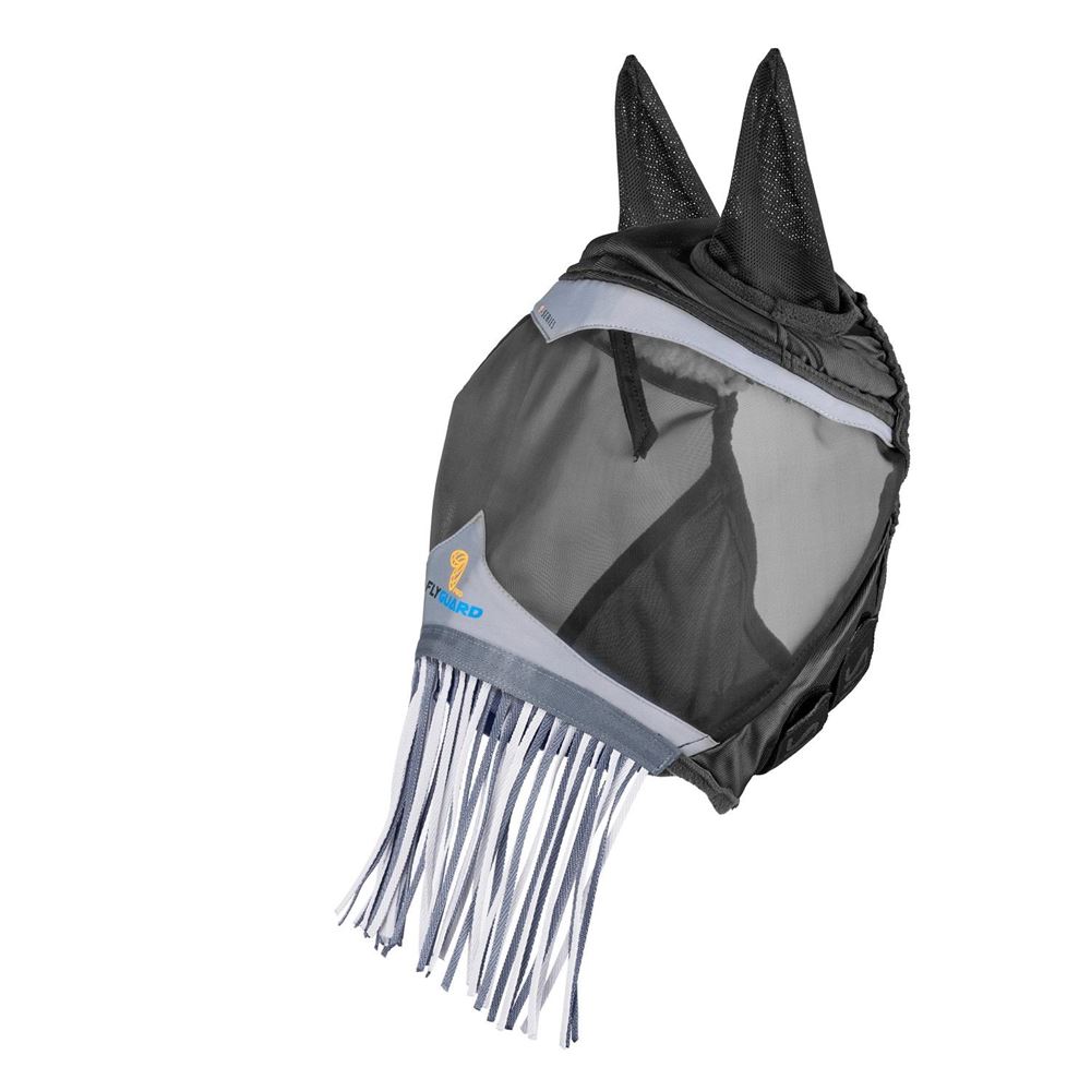 Shires Equestrian FlyGuard Pro Fine Mesh Fly Mask with Ears & Nose Fringe (Jet)
