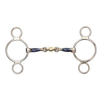 Shires Blue Sweet Iron Two Ring Gag with Lozenge