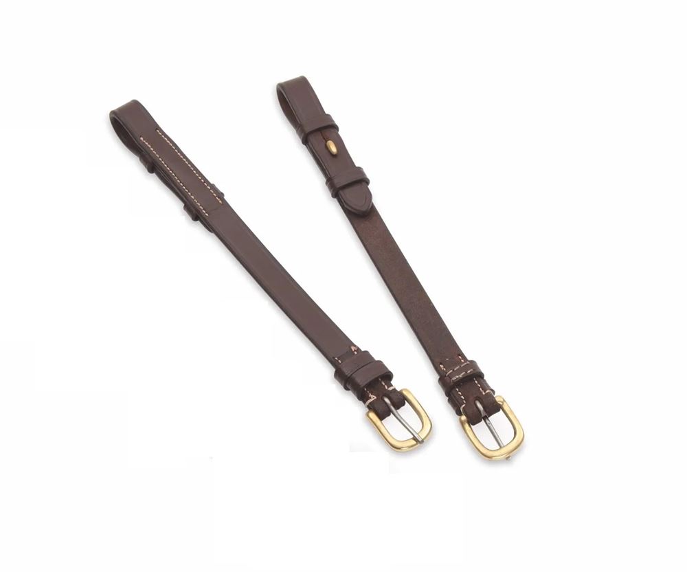Shires Salisbury Bridle Cheek Pieces with Hook Studs (Australian Nut/Brass)