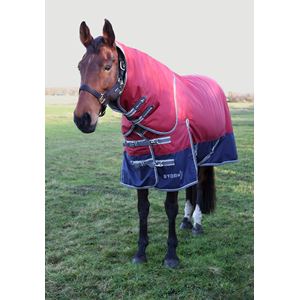 Hy Equestrian StormX Empra 200g Turnout Rug with Detachable Neck (Navy/Burgundy)