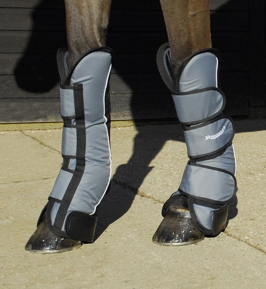 Rhinegold Elite Full Length Travel Boots - Set Of 4 (Silver/Black)