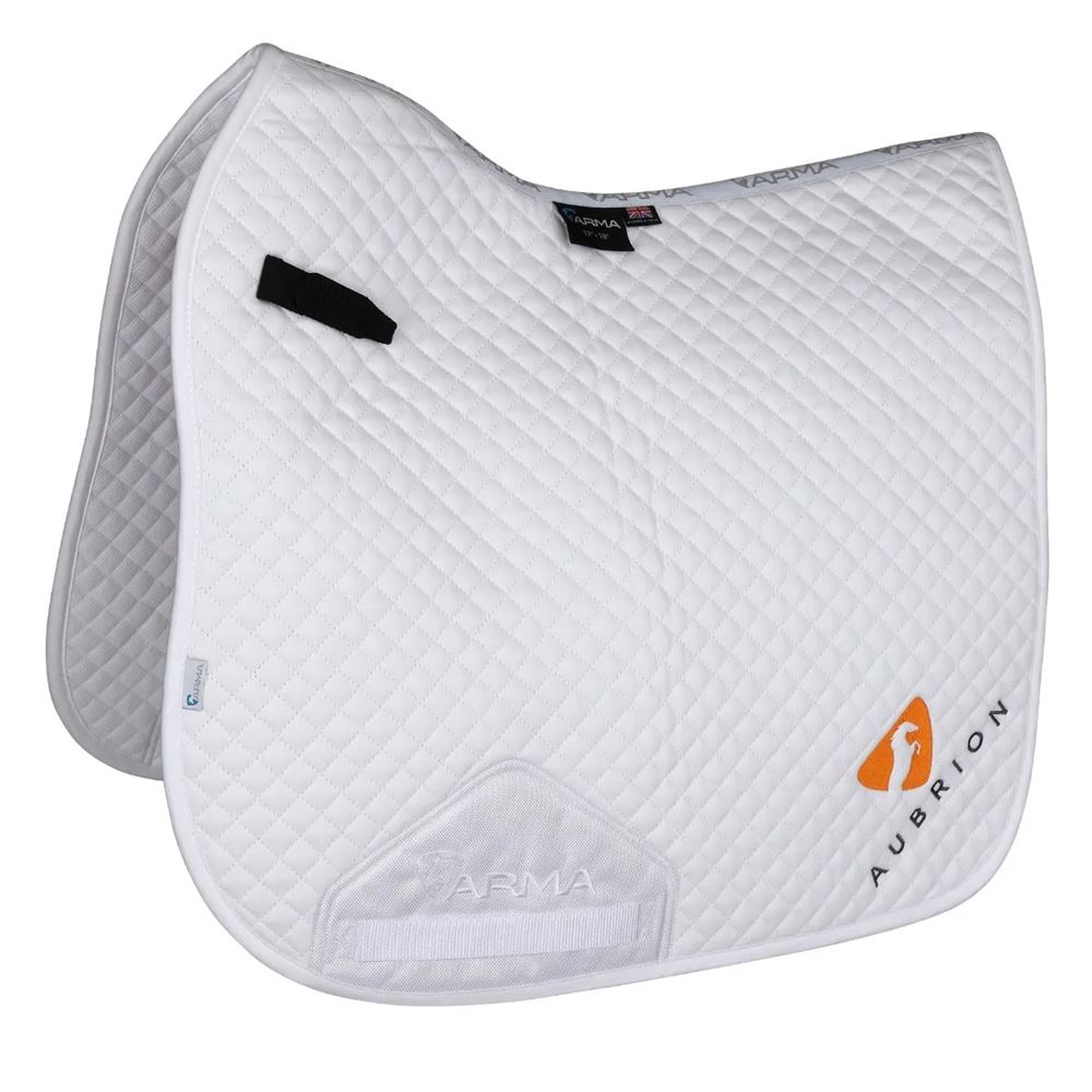 *barcodes* Shires Aubrion Branded Dressage Saddlecloth (White)