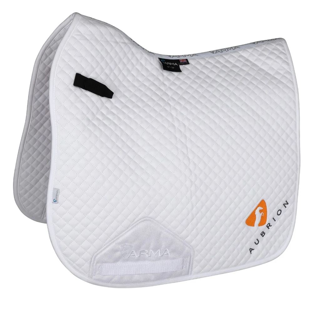 *barcodes* Shires Aubrion Branded Dressage Saddlecloth (White)