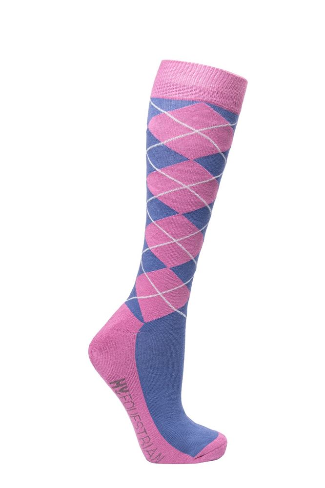 Hy Equestrian Synergy Argyle Socks - Pack of 3 (Riviera/Grape)