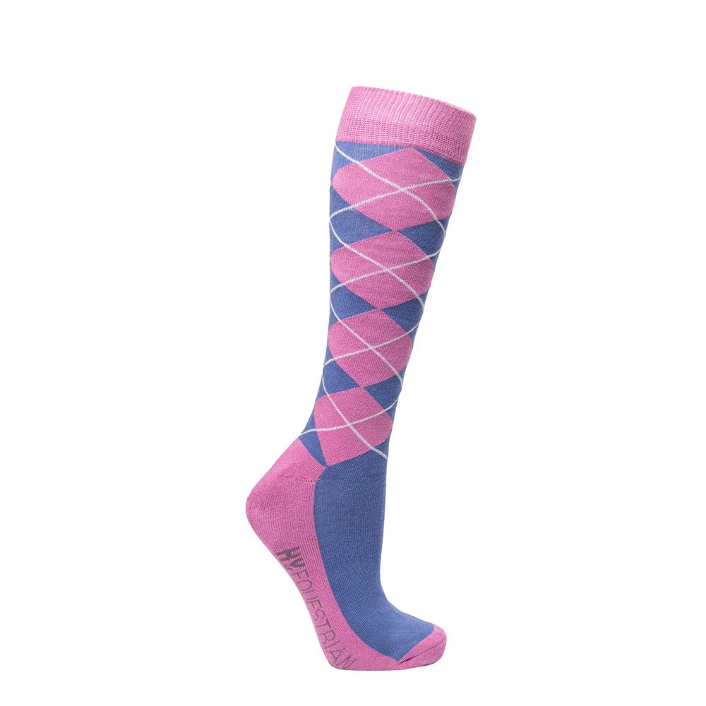 Hy Equestrian Synergy Argyle Socks - Pack of 3 (Riviera/Grape)