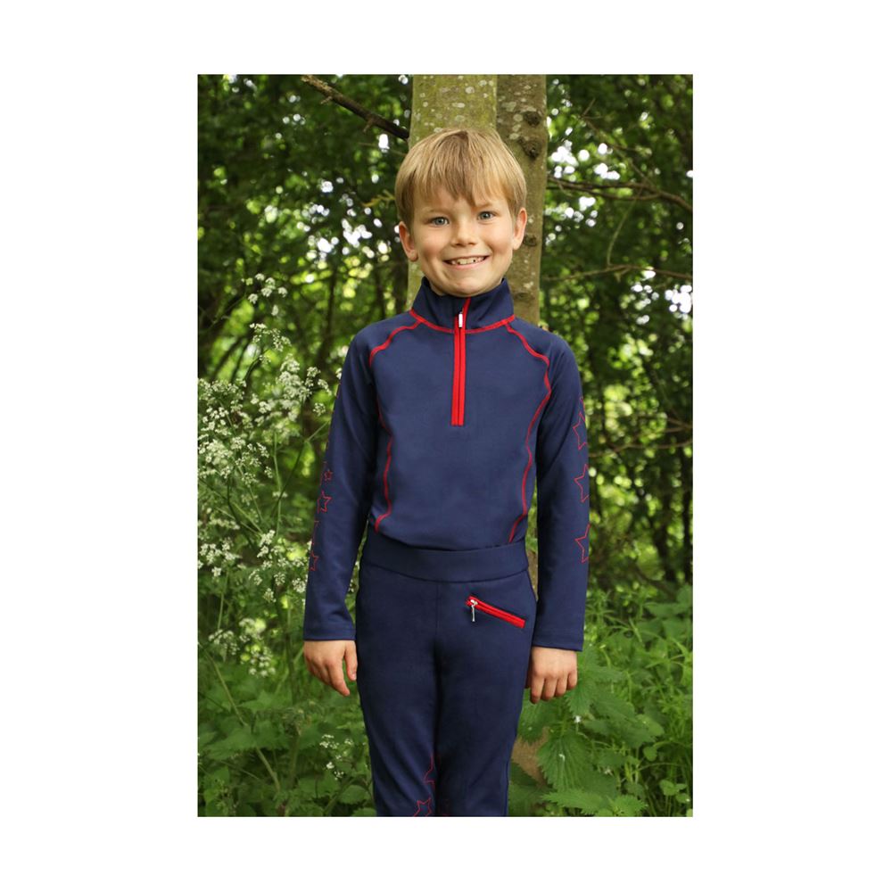 Hy Equestrian Stella Children's Base Layer (Navy/Red)