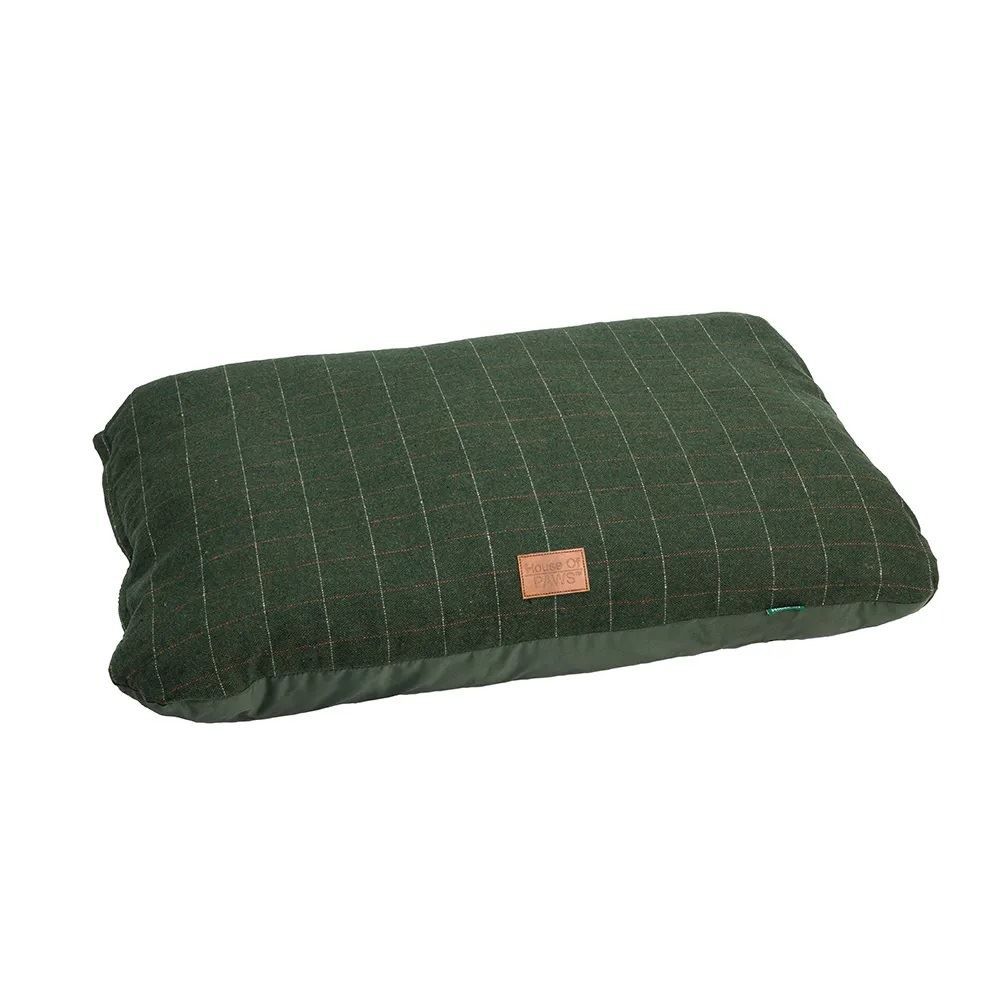 House of Paws Tweed Cushion Bed -S/M (Green)