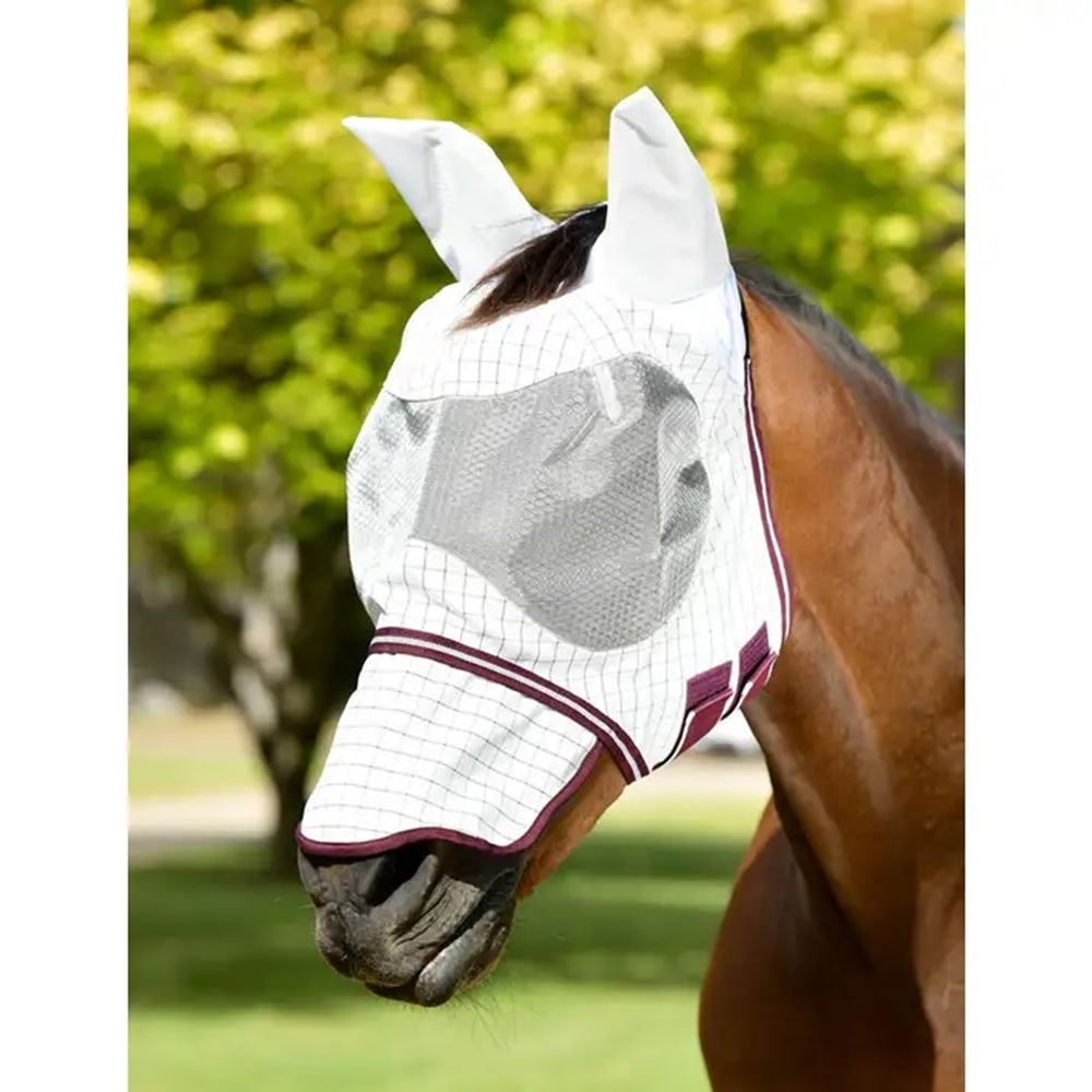 Weatherbeeta Hybrid Seasons Fly Mask (White/Maroon)