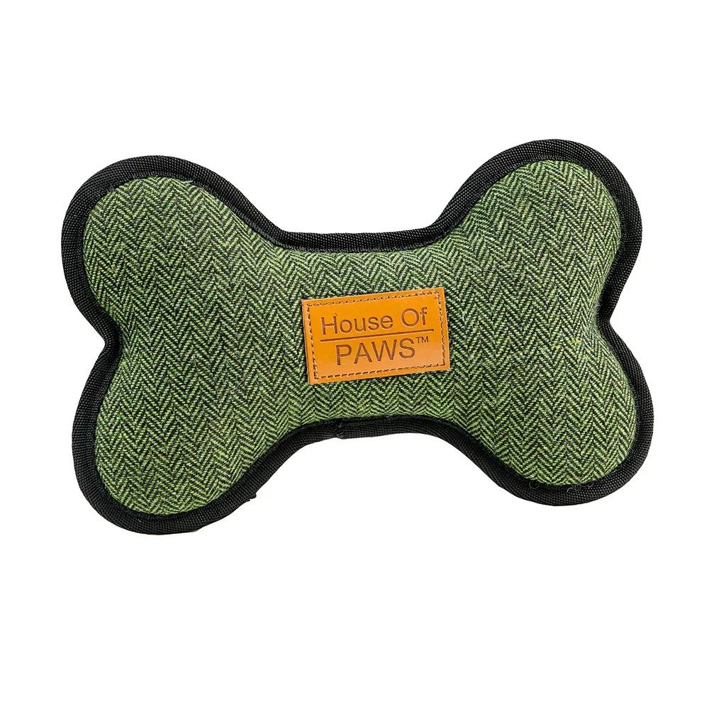 House Of Paws Plush Toy (Green Tweed Bone)