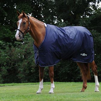 Saxon Defiant 600D Standard Neck Medium Turnout Rug 200g (Navy/White)