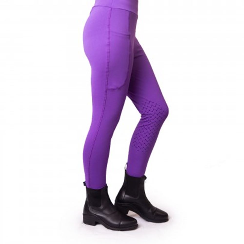 Gallop Childrens Pocket Silicone Knee Tights (Purple)