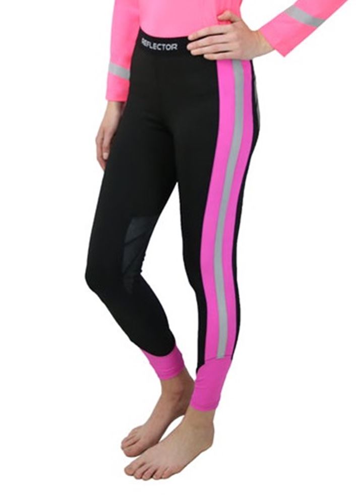 Reflector Childs Riding Tights by Hy Equestrian (Pink)