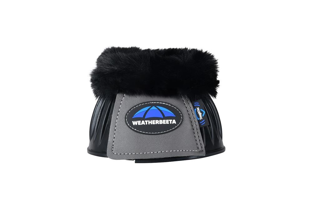Weatherbeeta Tough-Tec Prime Fleece Trim Rubber Bell Boots (Black/Grey)