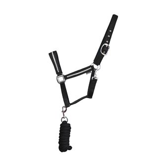 Hy Equestrian Sparkling Head Collar & Lead Rope Set (Black)