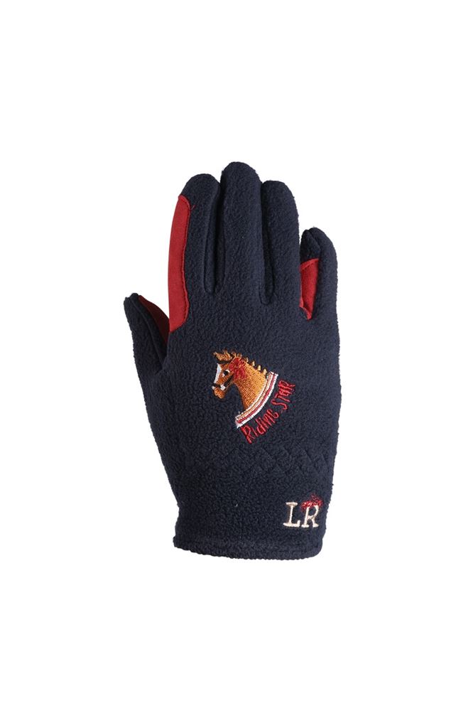 Riding Star Collection Fleece Riding Gloves by Little Rider (Navy/Burgundy)