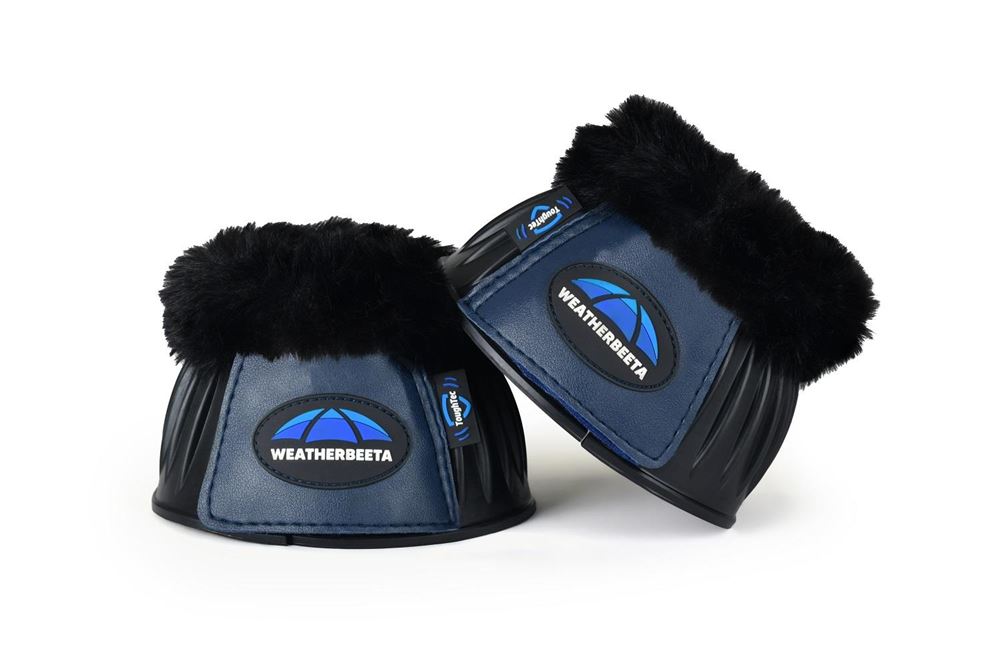 Weatherbeeta Tough-Tec Prime Fleece Trim Rubber Bell Boots (Black/Navy)