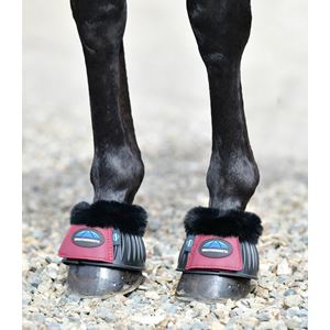 Weatherbeeta Tough-Tec Prime Fleece Trim Rubber Bell Boots (Black/Burgundy)