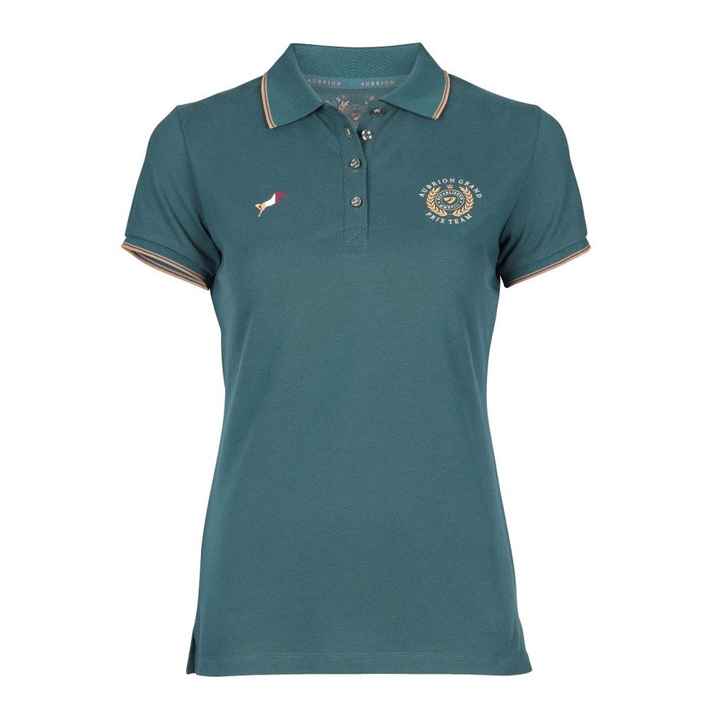 Shires Aubrion Poise Tech Polo - Young Rider (Green)