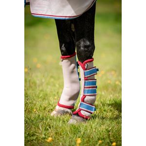 Horseware Rambo Flyboots (Oatmeal/Cherry, Peach & Blue)
