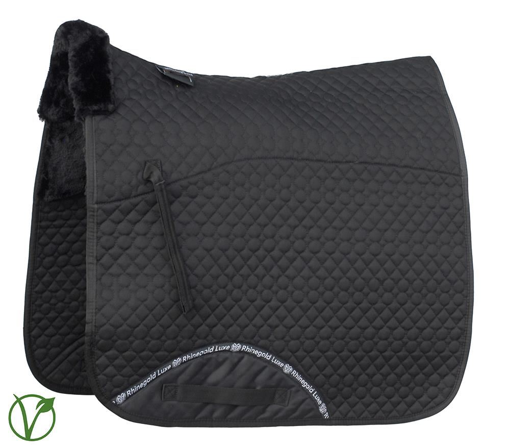 Rhinegold Luxe Fur Dressage Saddle Cloth (Black/Black)