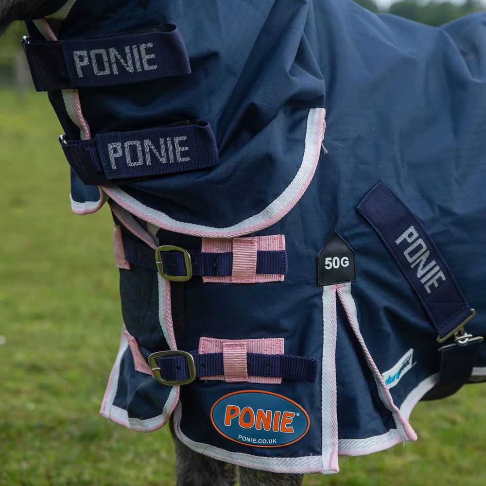 Gallop Ponie Trojan DURAPROOF 50 Turnout Combo Rug (Navy/Pink)