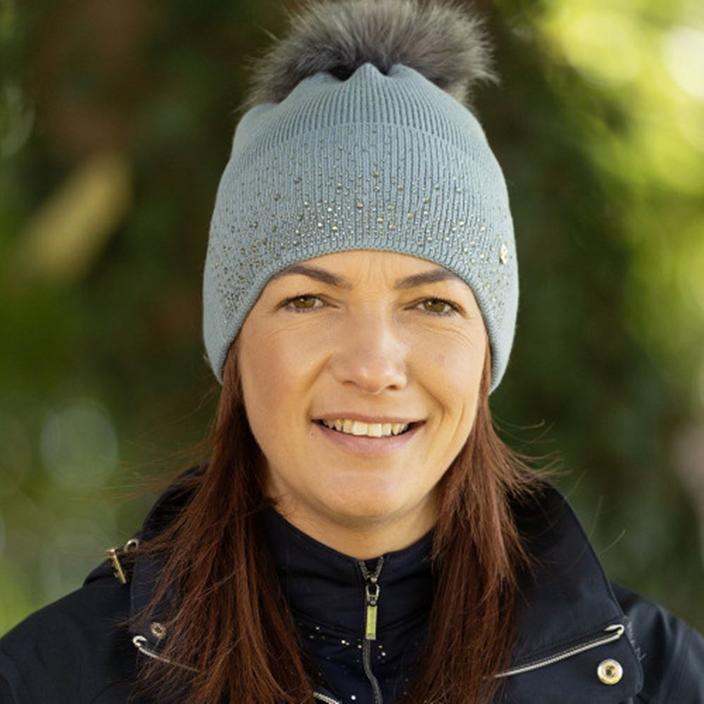 Hy Equestrian Synergy Diamante Bobble Hat (Aqua)