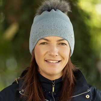 Hy Equestrian Synergy Diamante Bobble Hat (Aqua)