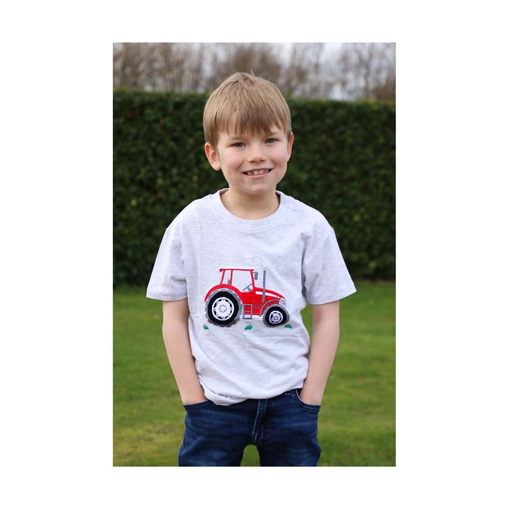 British Country Collection Big Red Tractor T-Shirt - Child (Ash Grey)