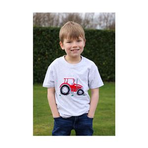 British Country Collection Big Red Tractor T-Shirt - Child (Ash Grey)