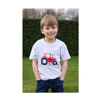 British Country Collection Big Red Tractor T-Shirt - Child (Ash Grey)