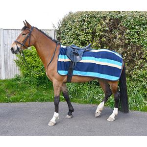 Rhinegold Fleece 3/4 Length Ride-On Rug (Turquoise Stripe)