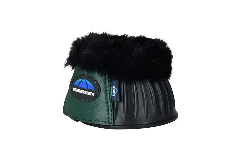 Weatherbeeta Tough-Tec Prime Fleece Trim Rubber Bell Boots (Black/Forest Green)