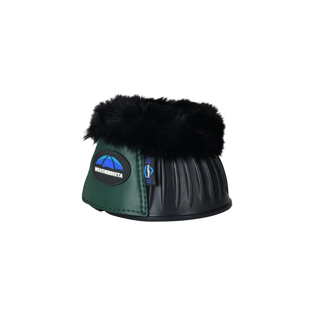 Weatherbeeta Tough-Tec Prime Fleece Trim Rubber Bell Boots (Black/Forest Green)