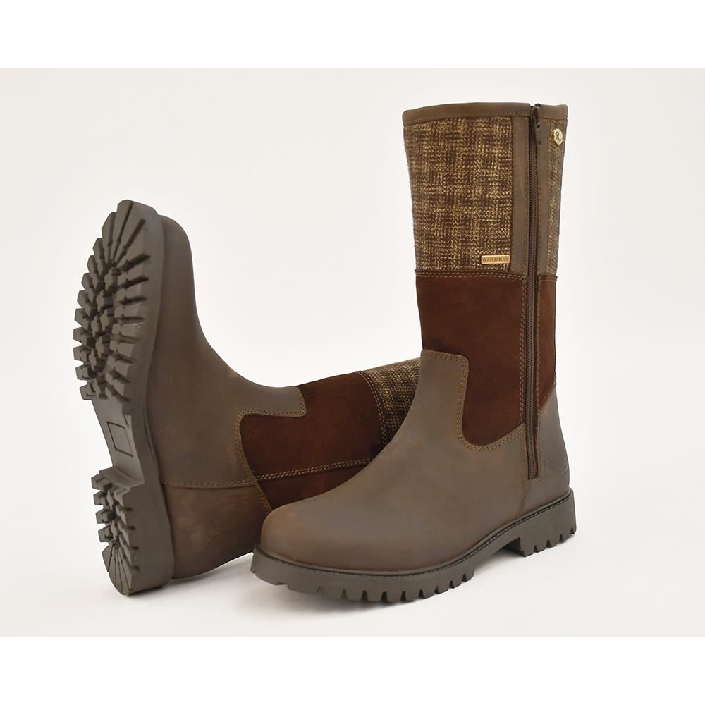 Rhinegold Albany Tweed Mid Calf Country Boot (Brown/Brown Tweed)