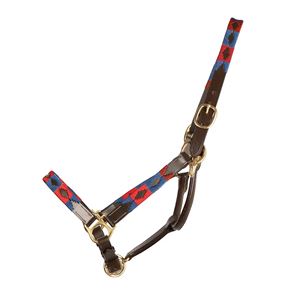 Hy Equestrian Polo Leather Head Collar (Navy/Red)