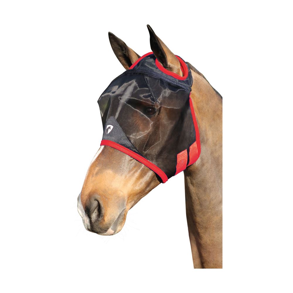 Hy Equestrian Mesh Half Mask without Ears (Black/Red)