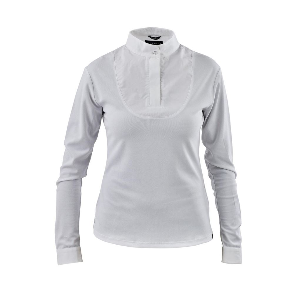 Shires Aubrion Ladies Long Sleeve Stock Shirt (White)