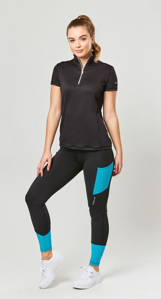Dublin Power Performance Mid Rise Colour Block Tights (Aqua)