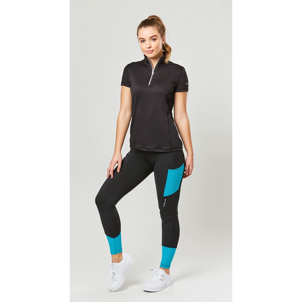 Dublin Power Performance Mid Rise Colour Block Tights (Aqua)