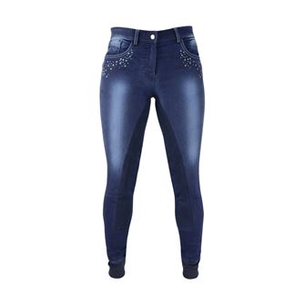 Hy Equestrian Denim Look Diamante Ladies Breeches *Special Offer* Denim 32"