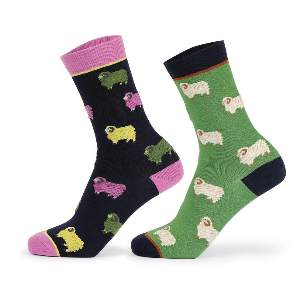 Shires Aubrion Bamboo Ankle Socks 2 Pack - Child (Sheep)