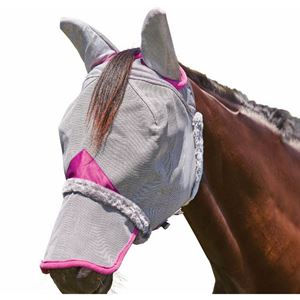 Weatherbeeta Comfitec Deluxe Durable Mesh Fly Mask with Ears & Nose (Grey/Purple)