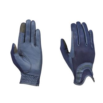 Dublin Pull On Glitter Mesh Back Riding Gloves (Navy)
