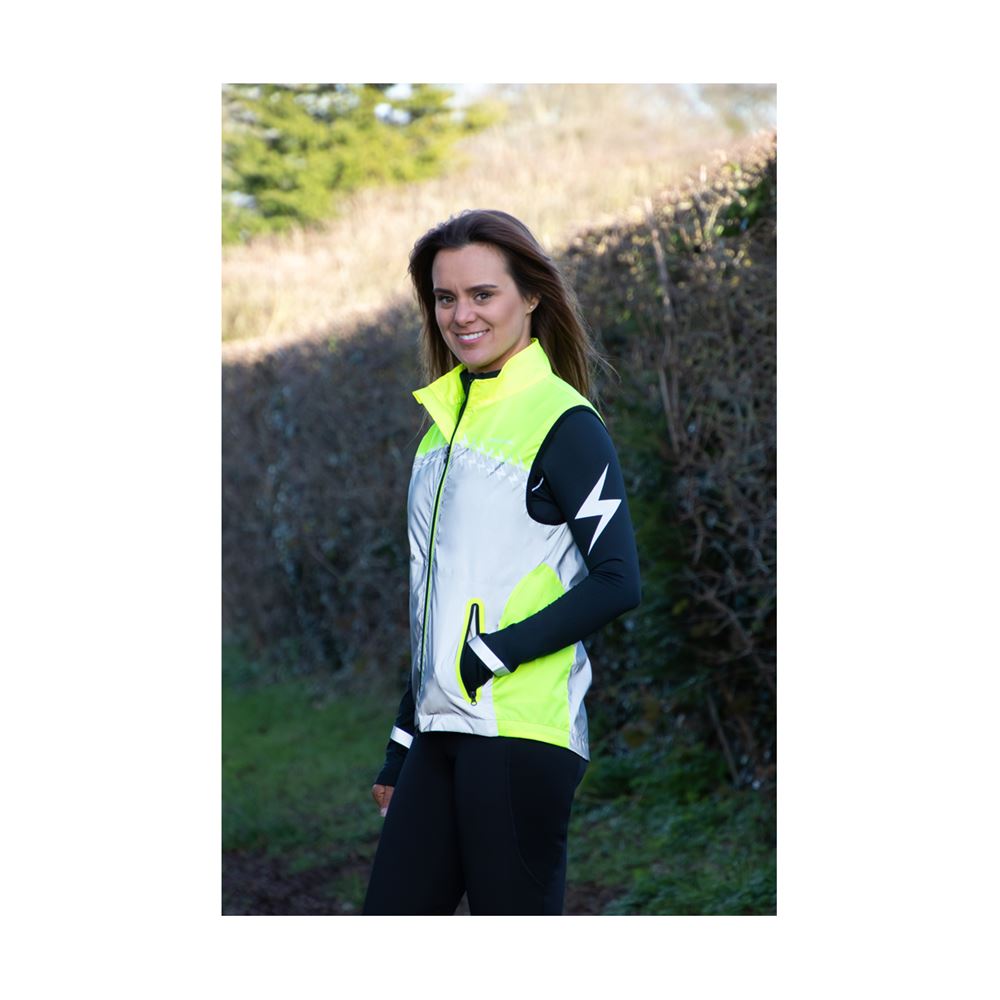 Hy Equestrian Silva Flash Lightweight Duo Reflective Gilet (Yellow/Reflective Silver)