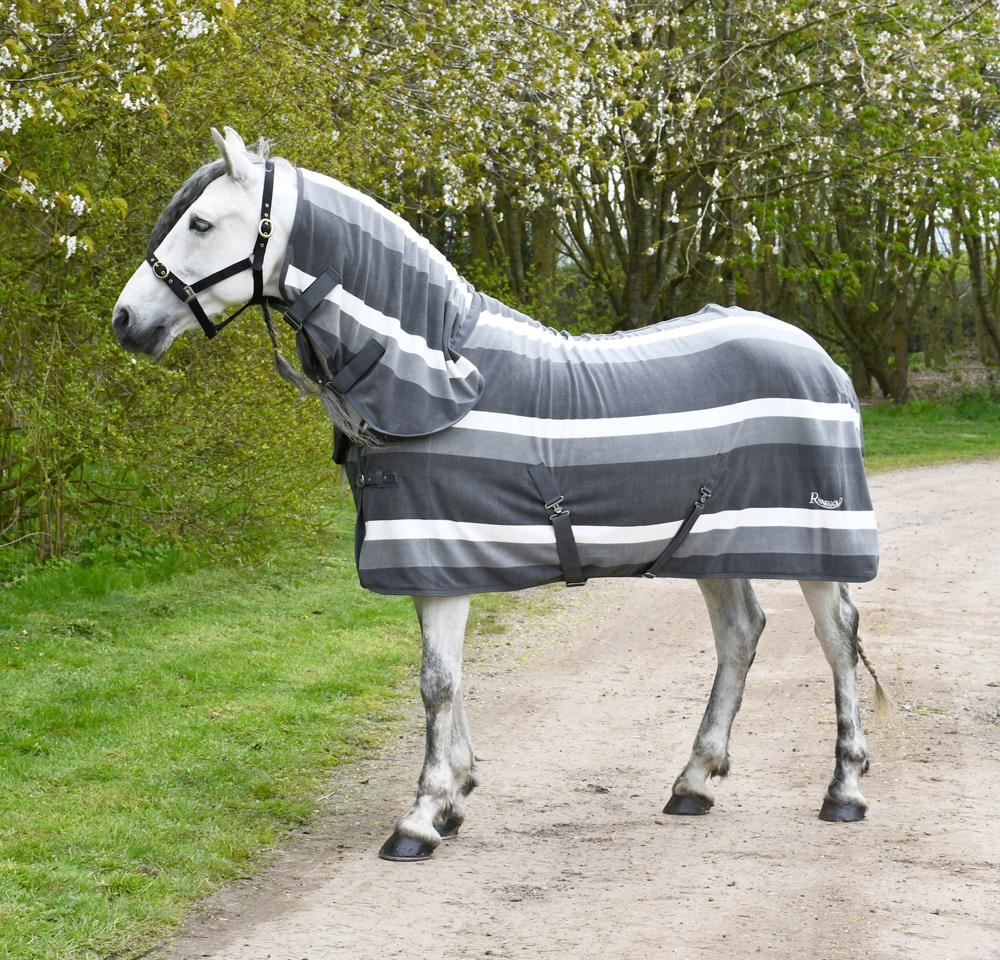 Rhinegold Full Neck Combo Fleece Rug (Grey Stripe)
