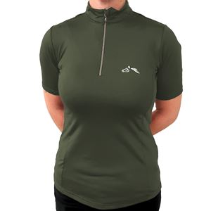 Gallop Short Sleeve Zipped Neck Base Layer (Olive)