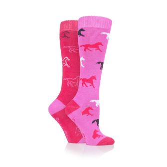 Storm Bloc Goodwood Ladies Horse Mid Weight Socks Twin Pack (Cerise/Pink)