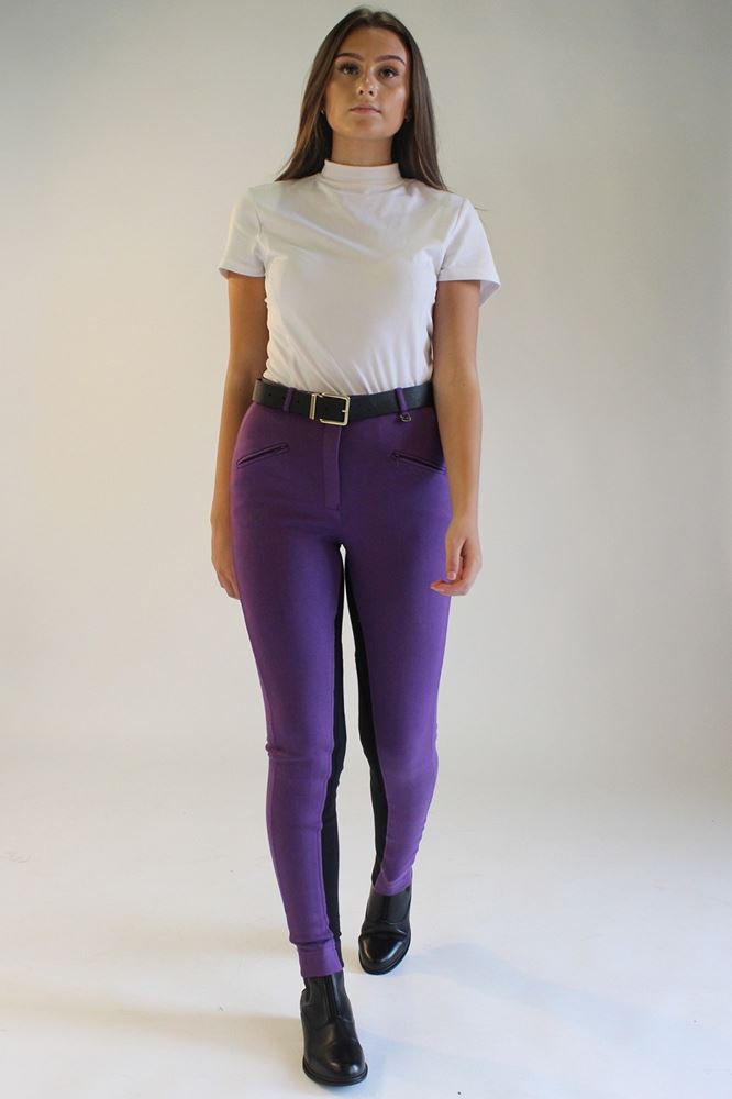 Gallop Ladies Two Tone Jodhpurs (Purple/Black)