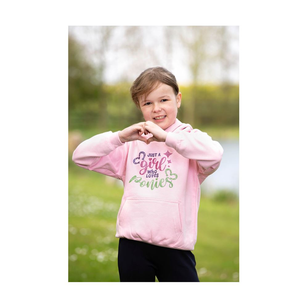 British Country Collection Just A Girl Who Loves Ponies Hoodie - Child (Baby Pink)