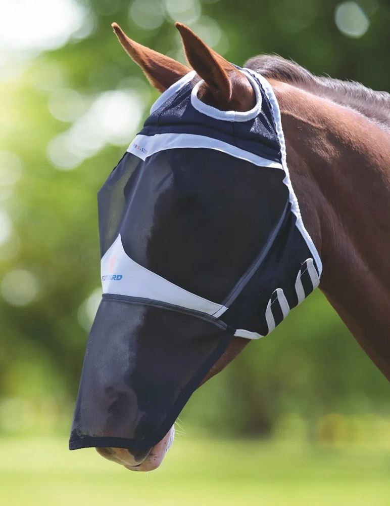 Shires FlyGuard Pro Fine Mesh Fly Mask With Ear Hole & Nose (Black)